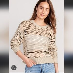 Old Navy Women's Tan Open-Knit Sweater